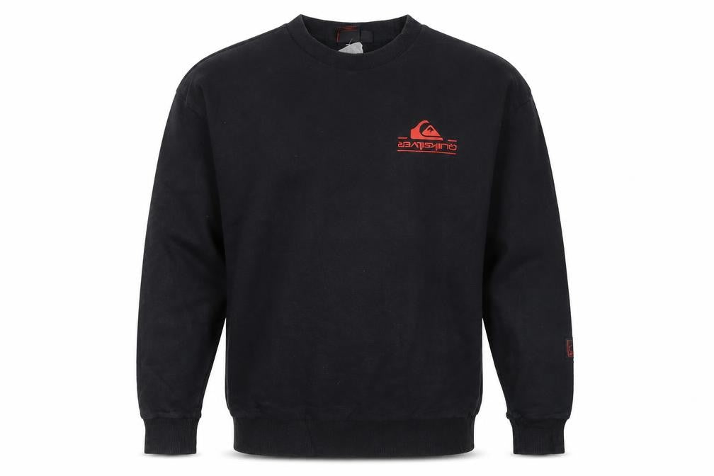 Front view of Quiksilver x Stranger Things Black Men's XS Graphic Sweatshirt