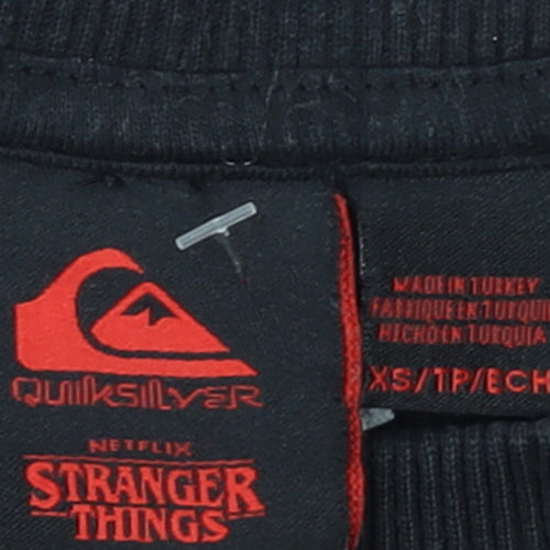 Quiksilver x Stranger Things Black Men's XS Graphic Sweatshirt