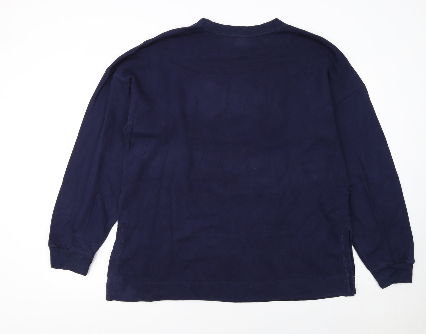 GAP Women Navy Blue Tall Sweatshirt L Logo Crew Neck Casual