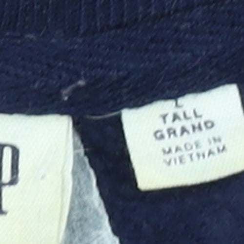 GAP Women Navy Blue Tall Sweatshirt L Logo Crew Neck Casual