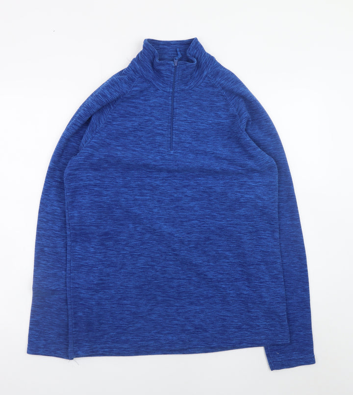 Mountain Warehouse Men's Blue 1/4 Zip Fleece Pullover Sweatshirt S