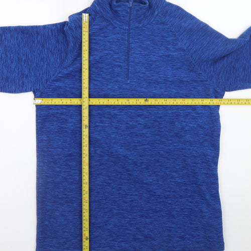 Mountain Warehouse Men's Blue 1/4 Zip Fleece Pullover Sweatshirt S