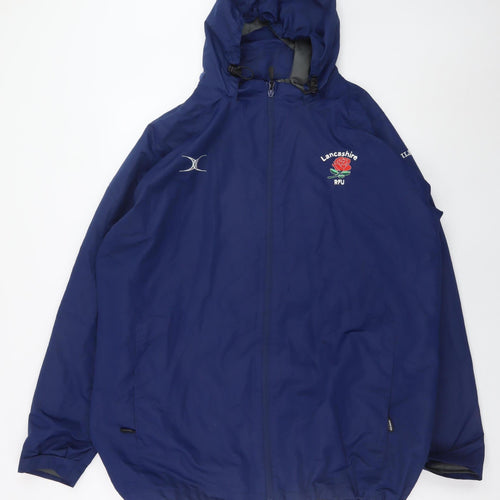 Gilbert Men's Blue 2XL Hooded Rugby Rain Jacket Water Resistant