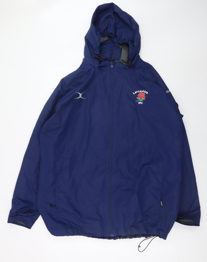 Gilbert Men's Blue 2XL Hooded Rugby Rain Jacket Water Resistant