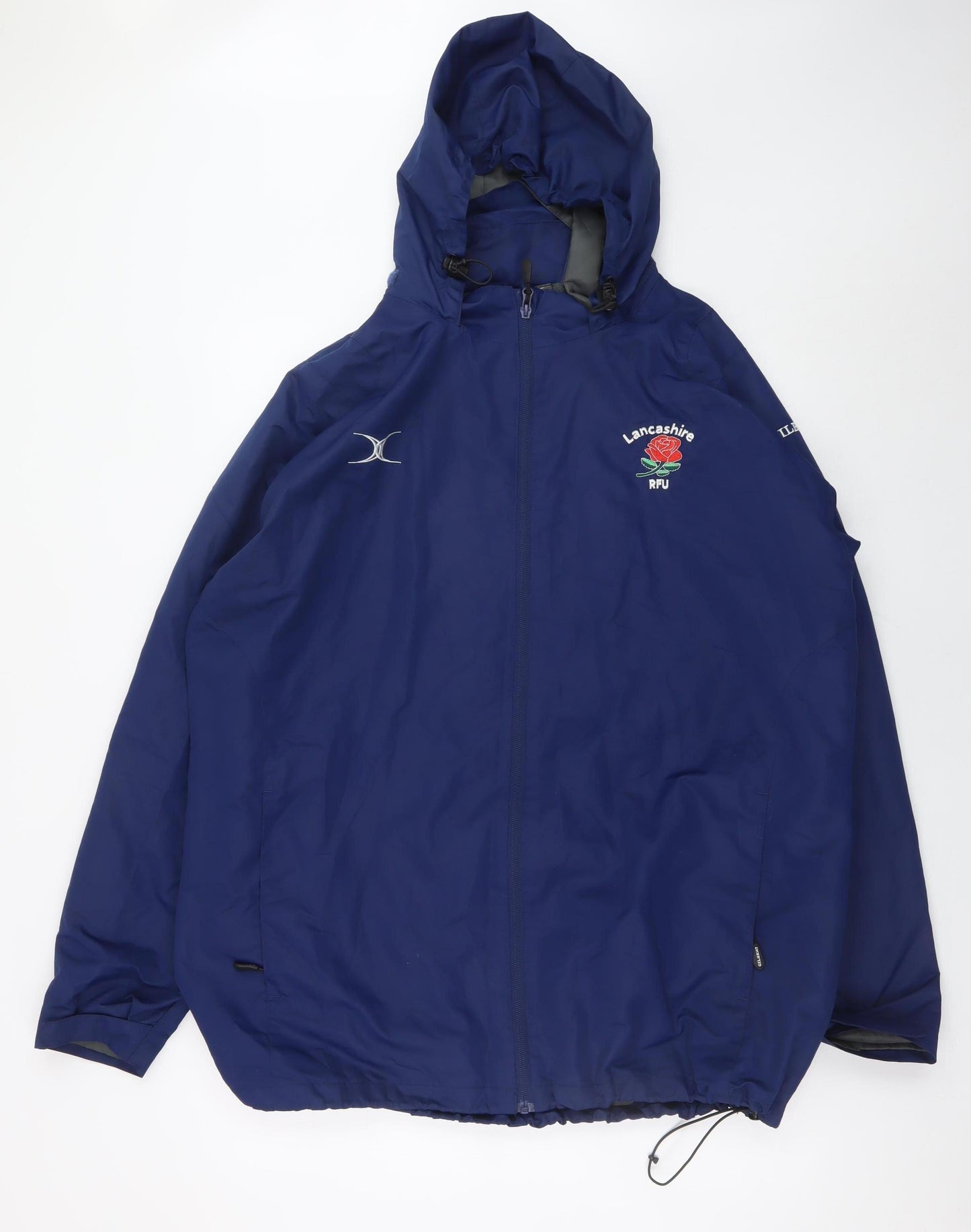 Gilbert Men's Blue 2XL Hooded Rugby Rain Jacket Water Resistant