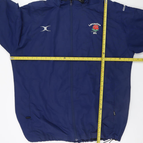 Gilbert Men's Blue 2XL Hooded Rugby Rain Jacket Water Resistant
