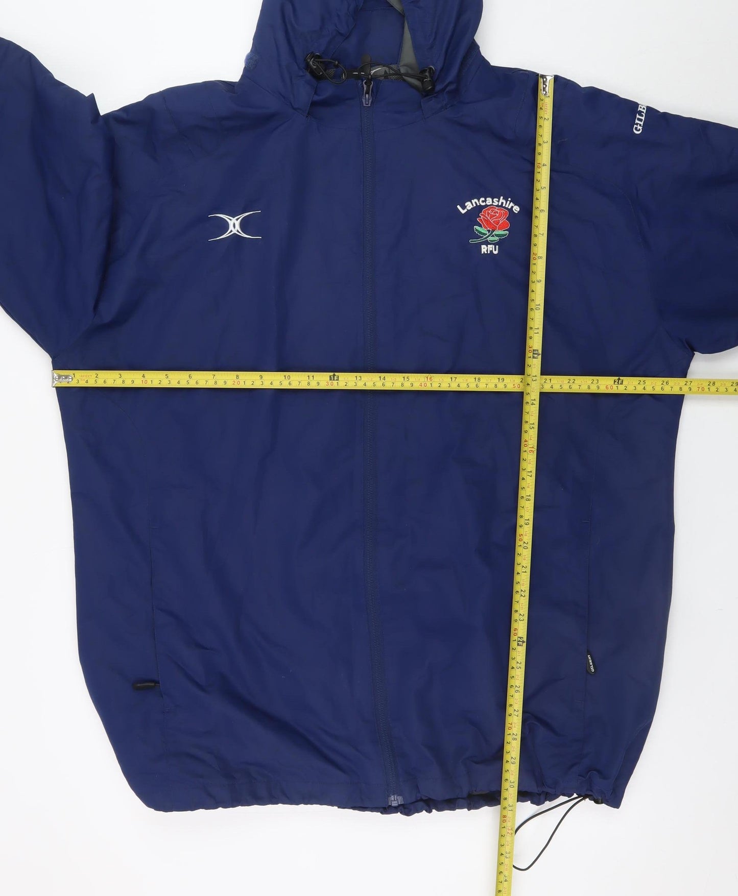 Gilbert Men's Blue 2XL Hooded Rugby Rain Jacket Water Resistant