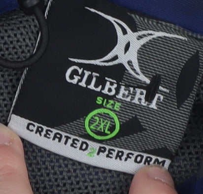 Gilbert Men's Blue 2XL Hooded Rugby Rain Jacket Water Resistant