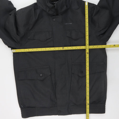 Quechua Men Black L Waterproof Parka Jacket Hooded Hiking Coat
