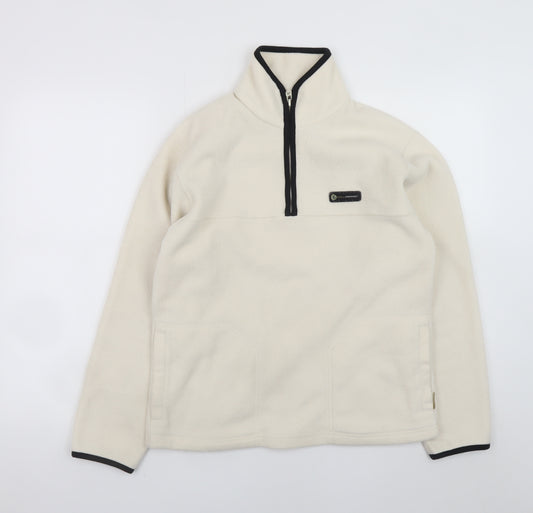 Chilli Pepper Men's Ivory Fleece 1/4 Zip Pullover Sweatshirt Size S