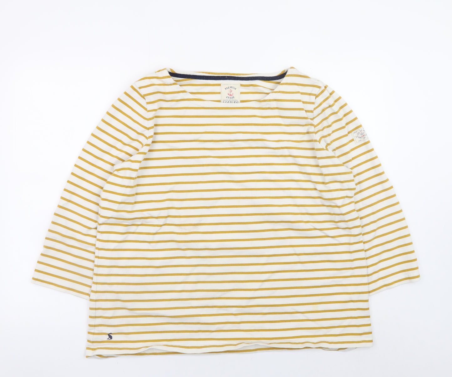 Joules Women’s Yellow Stripe 3/4 Sleeve Cotton T-Shirt Size 20