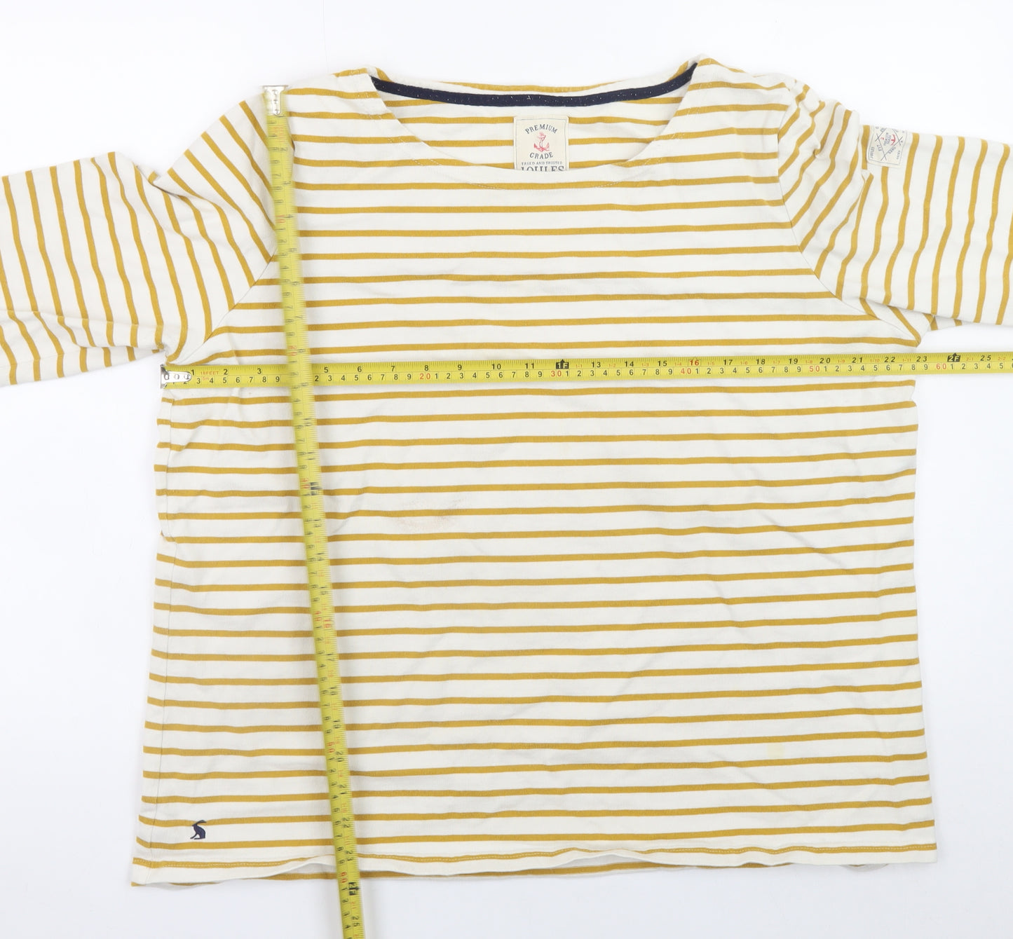 Joules Women’s Yellow Stripe 3/4 Sleeve Cotton T-Shirt Size 20