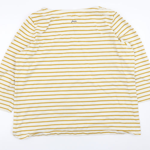 Joules Women’s Yellow Stripe 3/4 Sleeve Cotton T-Shirt Size 20