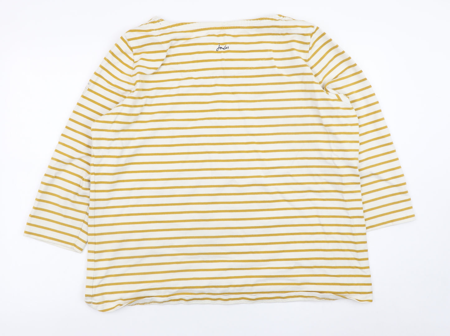 Joules Women’s Yellow Stripe 3/4 Sleeve Cotton T-Shirt Size 20