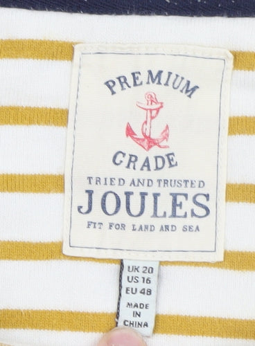 Joules Women’s Yellow Stripe 3/4 Sleeve Cotton T-Shirt Size 20