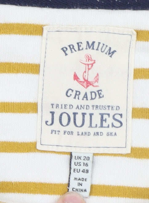 Joules Women’s Yellow Stripe 3/4 Sleeve Cotton T-Shirt Size 20