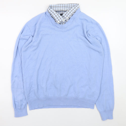 Pierre Cardin Men Blue XL V-Neck Acrylic Pullover Jumper