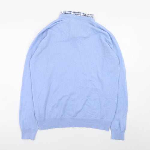 Pierre Cardin Men Blue XL V-Neck Acrylic Pullover Jumper