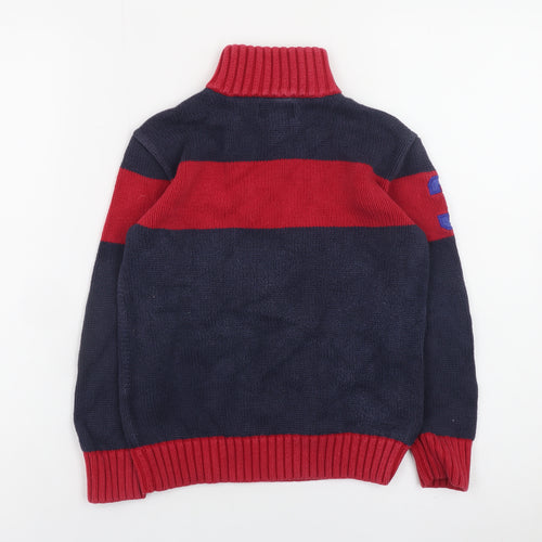 Polo Ralph Lauren Boys Blue & Red 1/2 Zip Cotton Jumper Size 7 Years