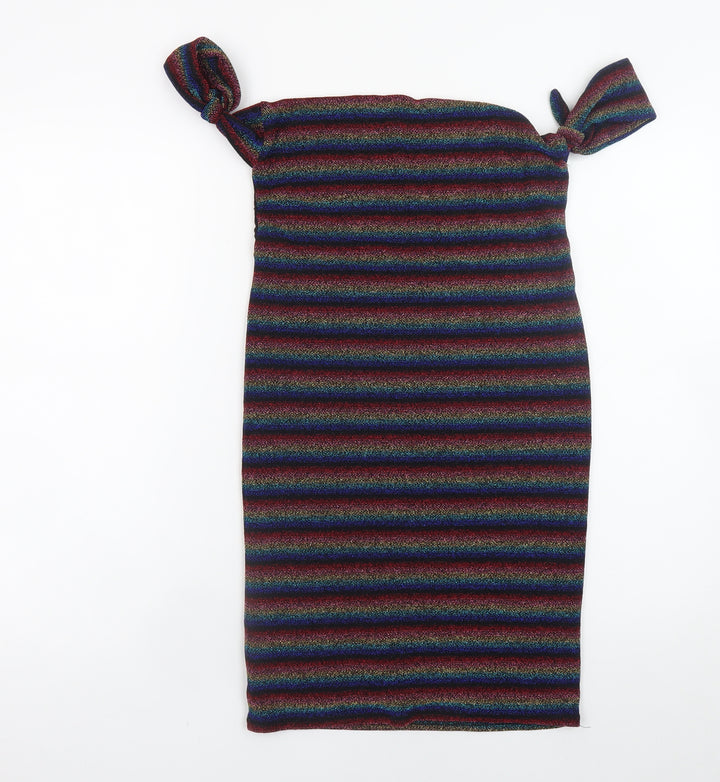 Topshop Women’s Multicoloured Off Shoulder Bodycon Dress Size 12