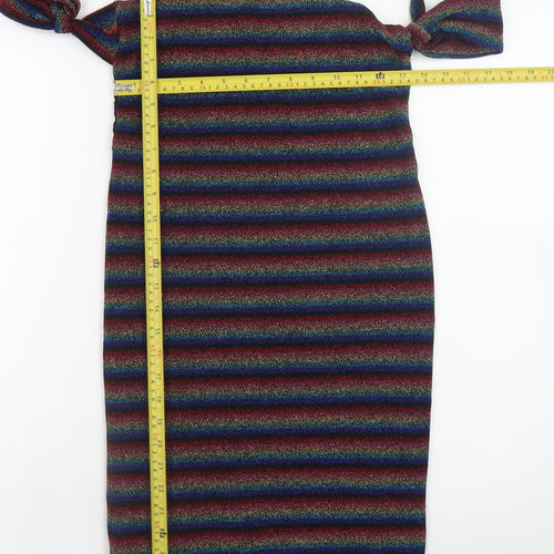 Topshop Women’s Multicoloured Off Shoulder Bodycon Dress Size 12