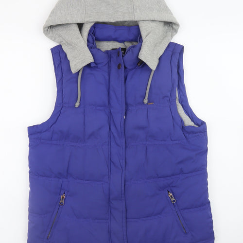 Animal Mens Blue Hooded Puffer Waistcoat L Regular Fit