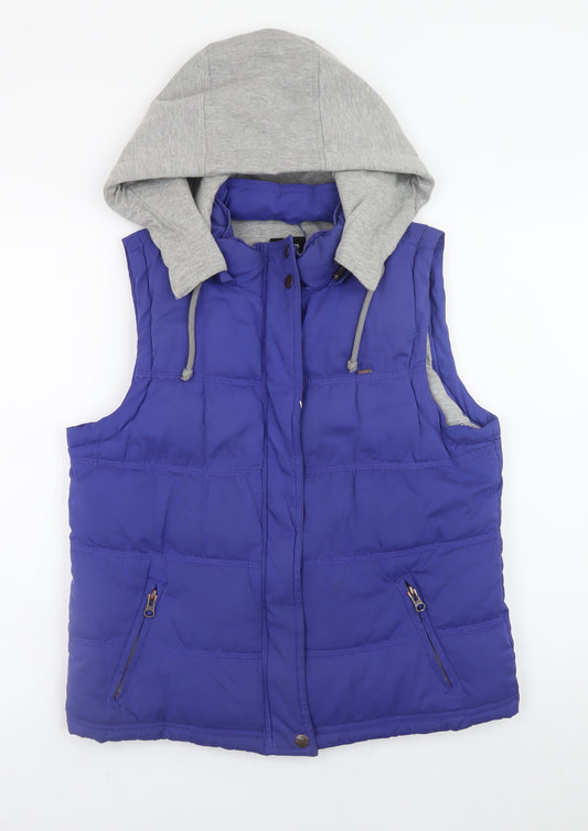 Animal Mens Blue Hooded Puffer Waistcoat L Regular Fit