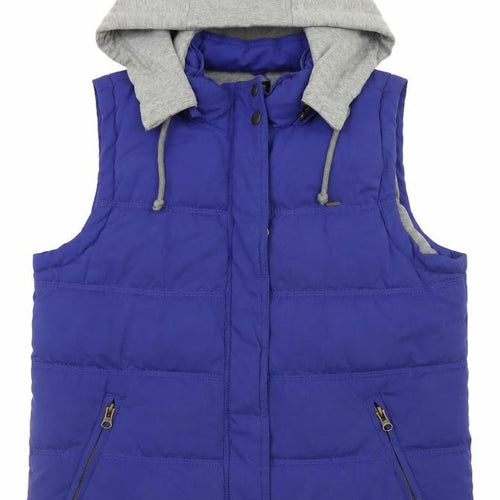 Animal Mens Blue Hooded Puffer Waistcoat L Regular Fit
