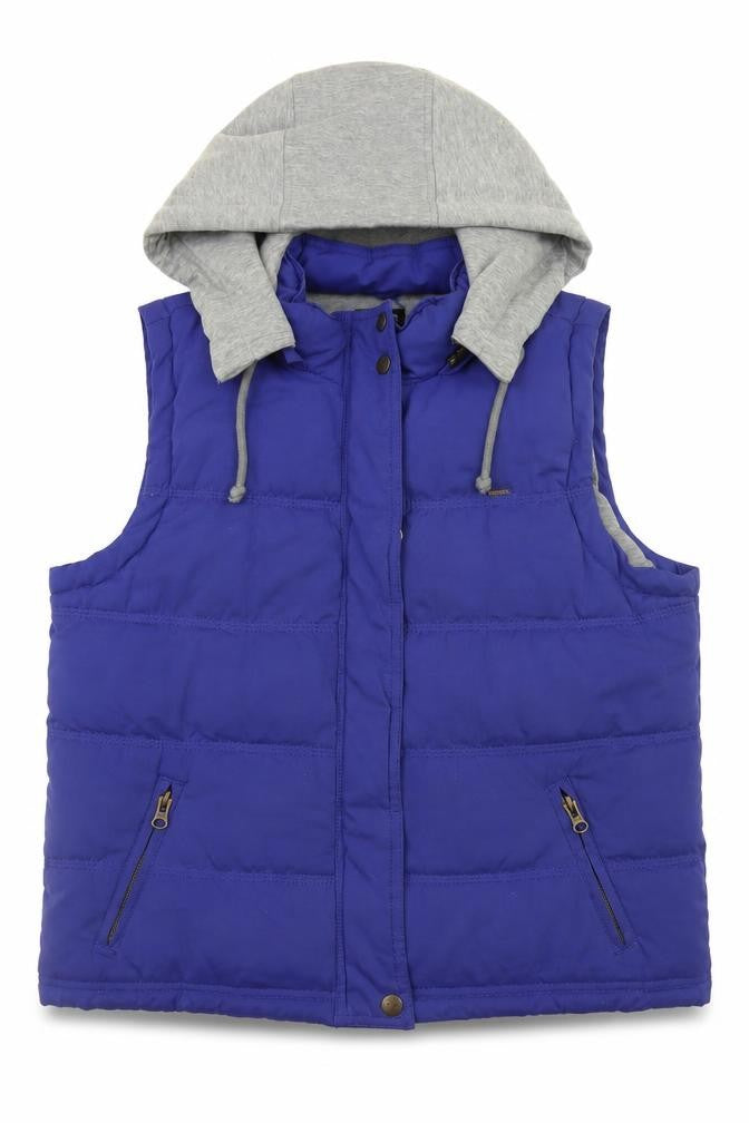 Animal Mens Blue Hooded Puffer Waistcoat L Regular Fit