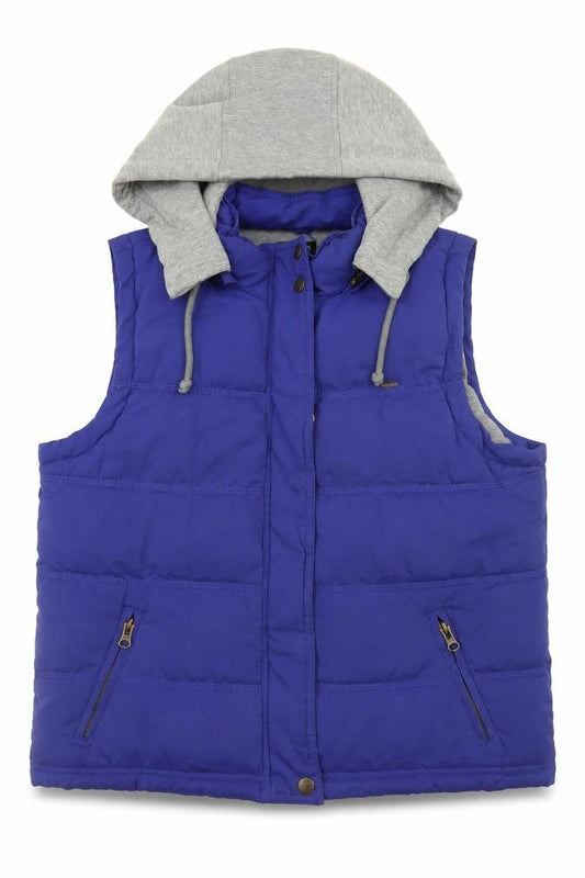 Front view of Animal men’s blue hooded puffer waistcoat l regular fit