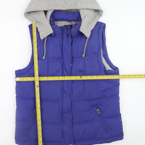 Animal Mens Blue Hooded Puffer Waistcoat L Regular Fit