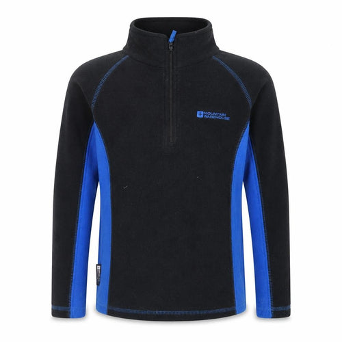 Mountain Warehouse Boys Black Blue Fleece 1/4 Zip Sweatshirt 9-10 Years