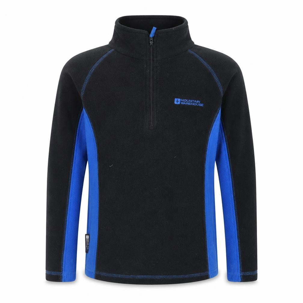 Mountain Warehouse Boys Black Blue Fleece 1/4 Zip Sweatshirt 9-10 Years
