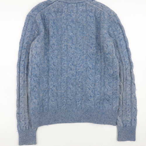 GAP Men's Blue Cable-Knit Wool Blend Crew Neck Jumper XS