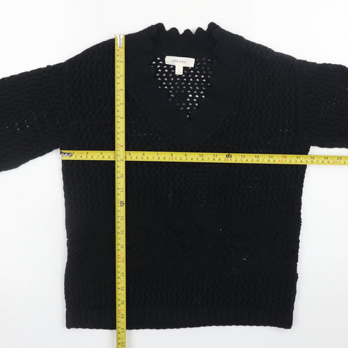 Marks and Spencer Per Una Women's Black Cotton V-Neck Knit Jumper Size S