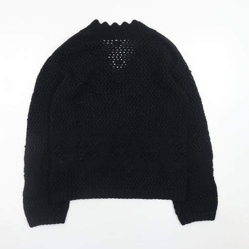 Marks and Spencer Per Una Women's Black Cotton V-Neck Knit Jumper Size S