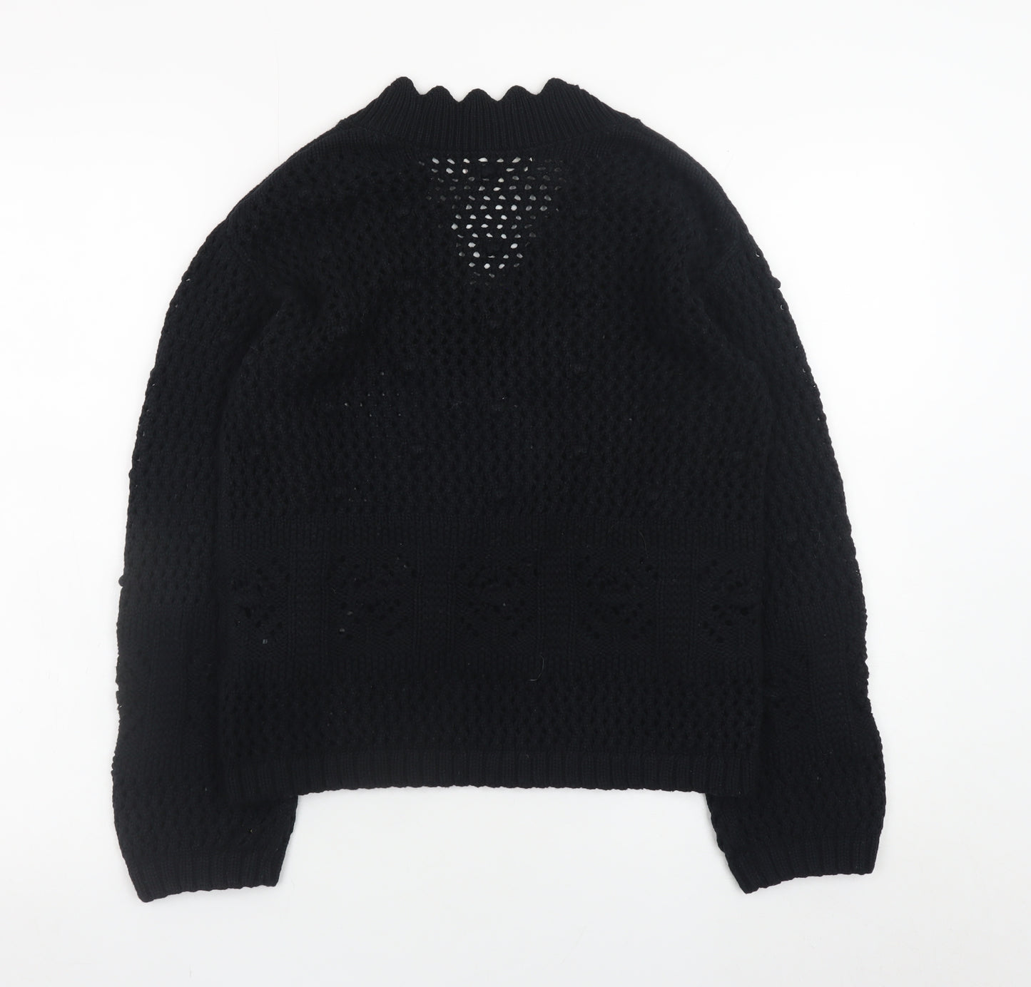 Marks and Spencer Per Una Women's Black Cotton V-Neck Knit Jumper Size S
