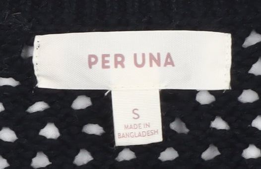 Marks and Spencer Per Una Women's Black Cotton V-Neck Knit Jumper Size S