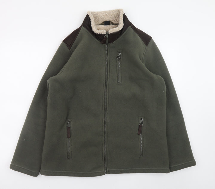 Cotton Traders Men's Green Fleece Lined Full Zip Jacket Size M