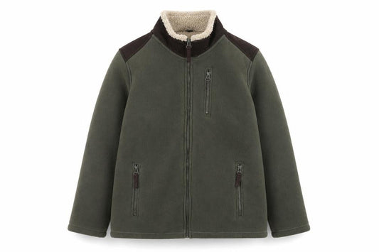 Front view of Cotton Traders Men's Green Fleece Lined Full Zip Jacket, size M