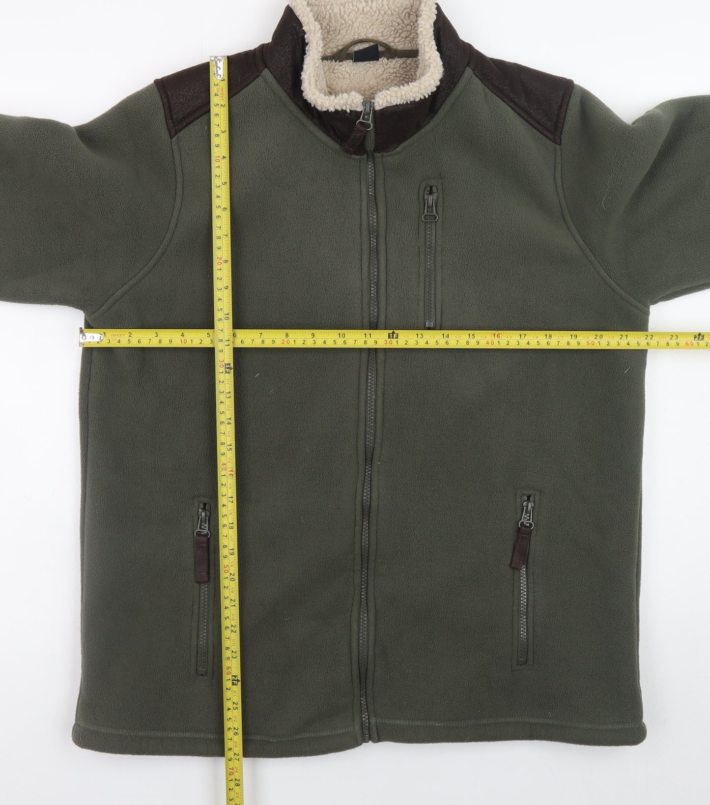 Cotton Traders Men's Green Fleece Lined Full Zip Jacket Size M