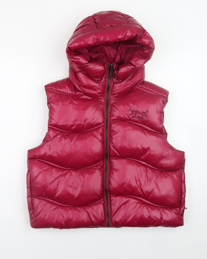 Superdry Men's Red Puffer Hooded Waistcoat L 42in Outdoor Casual