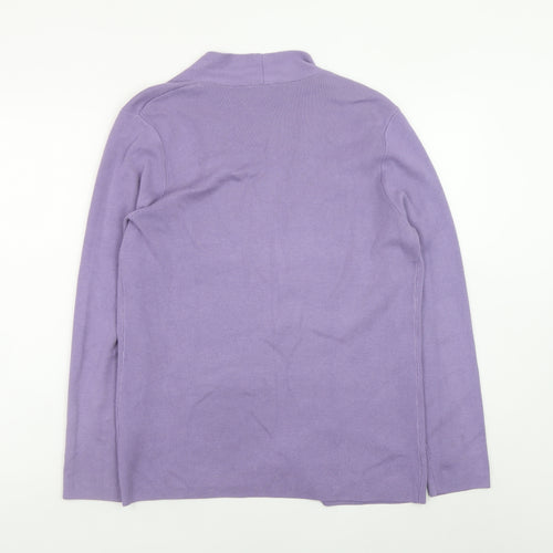 Eastex Womens Purple Embroidered Knit Open Cardigan Size 12