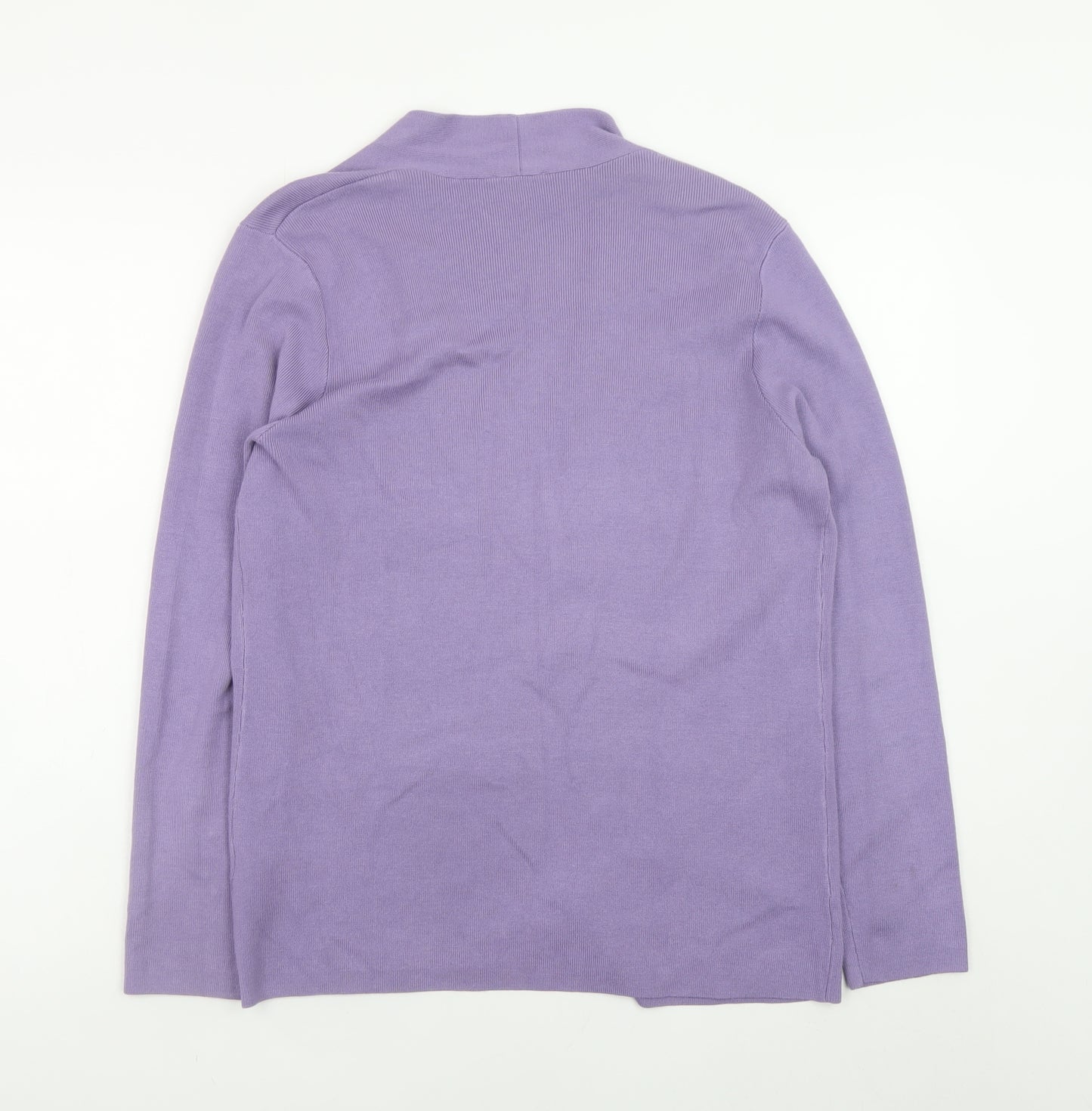 Eastex Womens Purple Embroidered Knit Open Cardigan Size 12