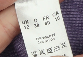 Eastex Womens Purple Embroidered Knit Open Cardigan Size 12