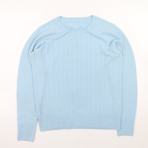 Dorothy Perkins Women's Blue Cable-Knit Pullover Jumper UK 12