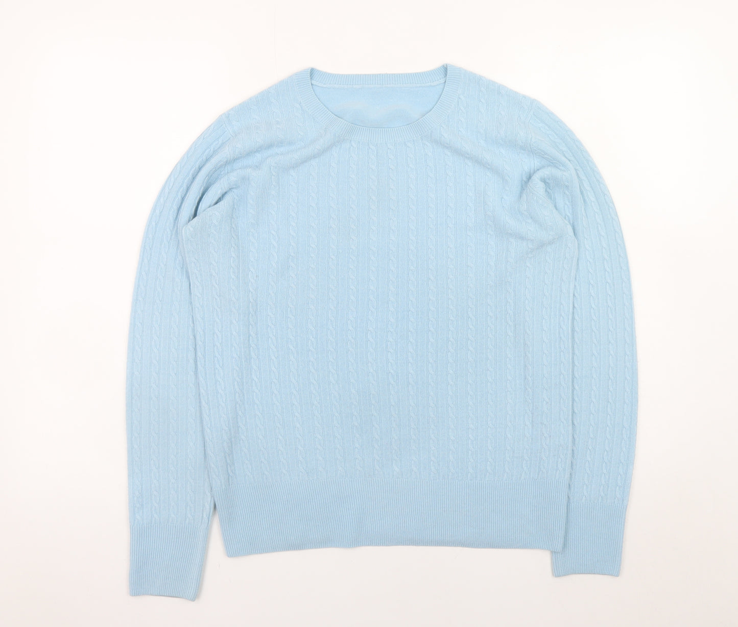 Dorothy Perkins Women's Blue Cable-Knit Pullover Jumper UK 12