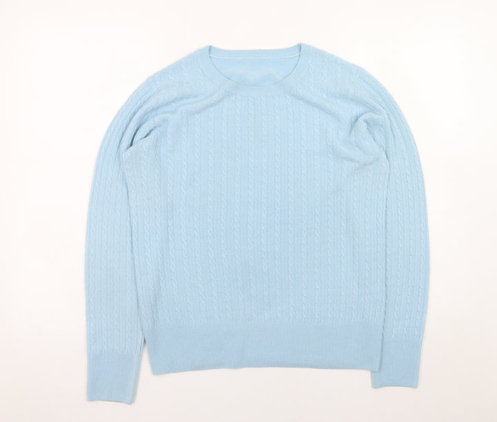 Dorothy Perkins Women's Blue Cable-Knit Pullover Jumper UK 12