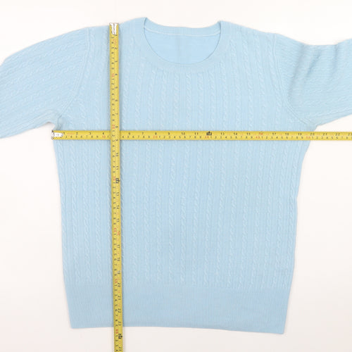Dorothy Perkins Women's Blue Cable-Knit Pullover Jumper UK 12