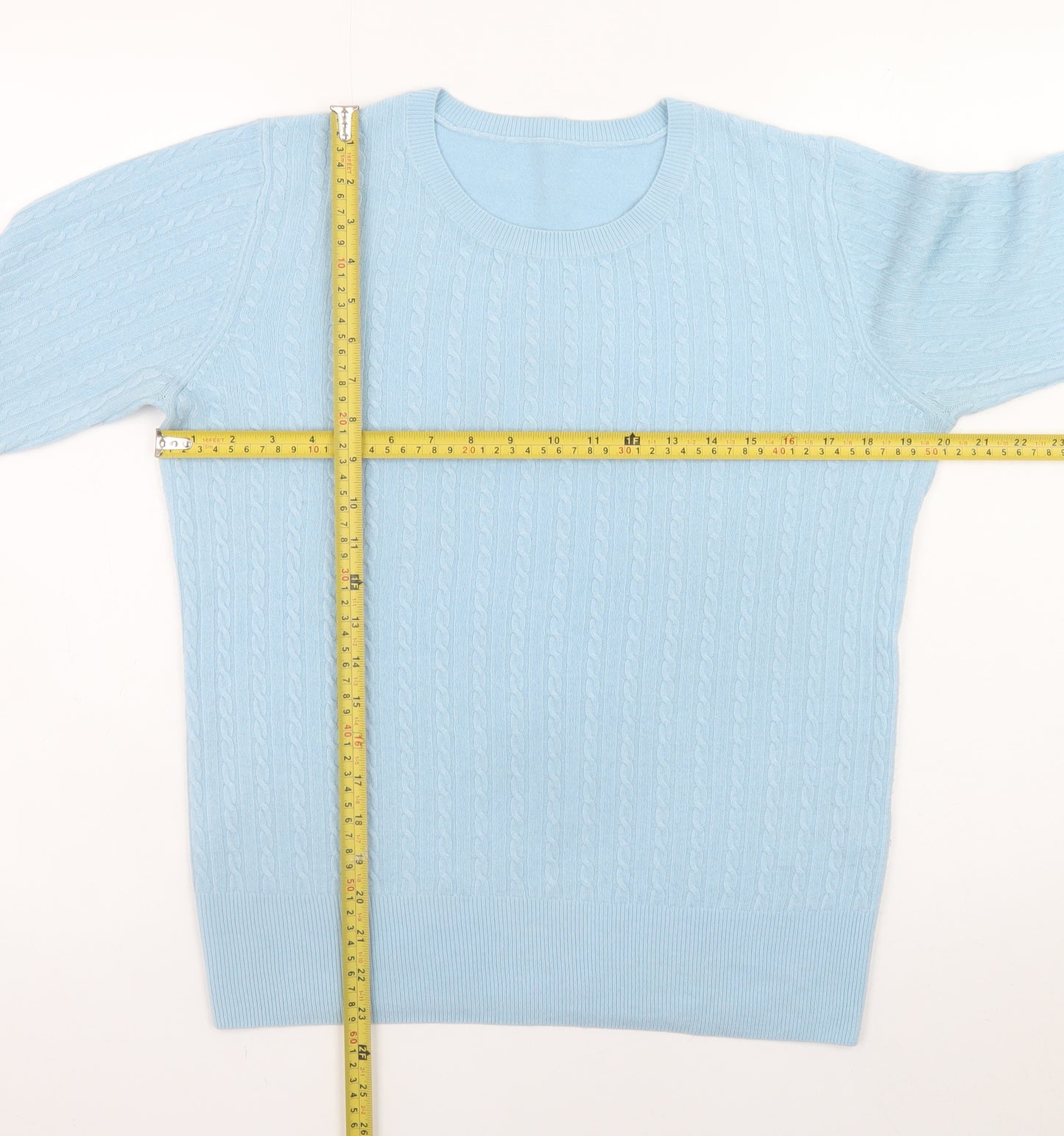 Dorothy Perkins Women's Blue Cable-Knit Pullover Jumper UK 12